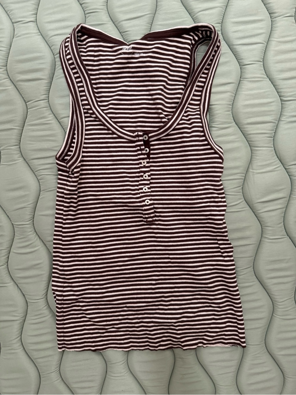 aerie Striped brown and White Ribbed Tank Top - Women